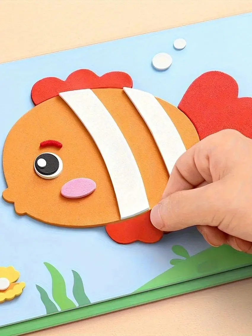 10 pièces 3D EVA mousse autocollant ensemble bricolage dessin animé Animal apprentissage éducation peinture autocollant Art salle de classe peinture Puzzle Handicra