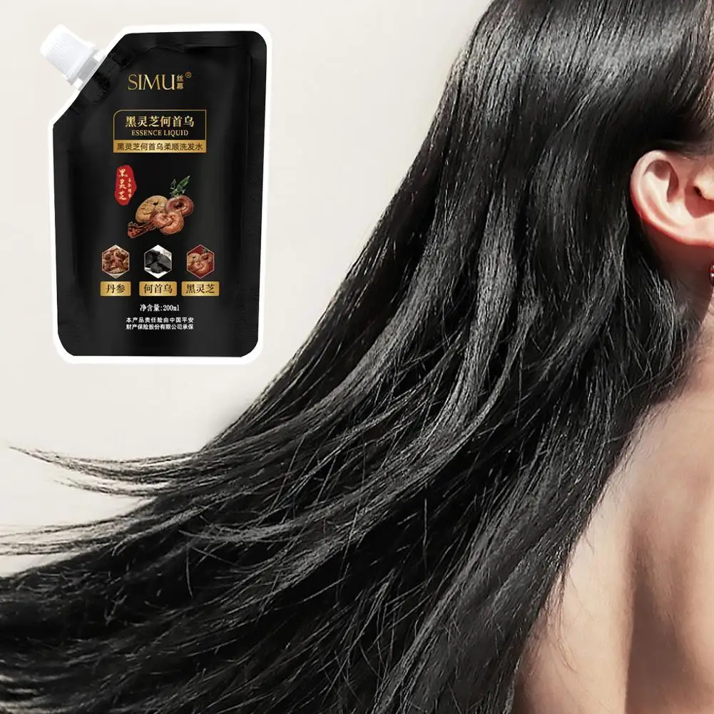 200ml Natural Herbal Hair Dye Shampoo For Hair Moisturizing Hair Darkening Strengthen Magic Polygonum Multiflorum Shampoo