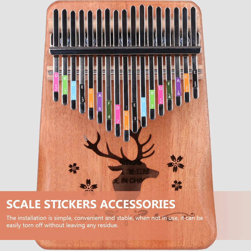 

2 Sheets Musical Scale Stickers for Kalimba Thumb Piano 17-Key Note Labels Easy Apply Remove No Residue Beginner Friendly Decal