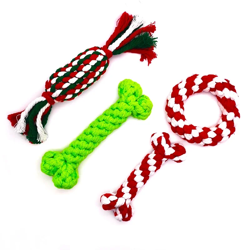 Cotton Pet Toy Chew Teething Rope Knot BonesToys For Dog Tooth Clean Ball Bite-Resistant  Dog Chew Puppy Training InteractiveToy