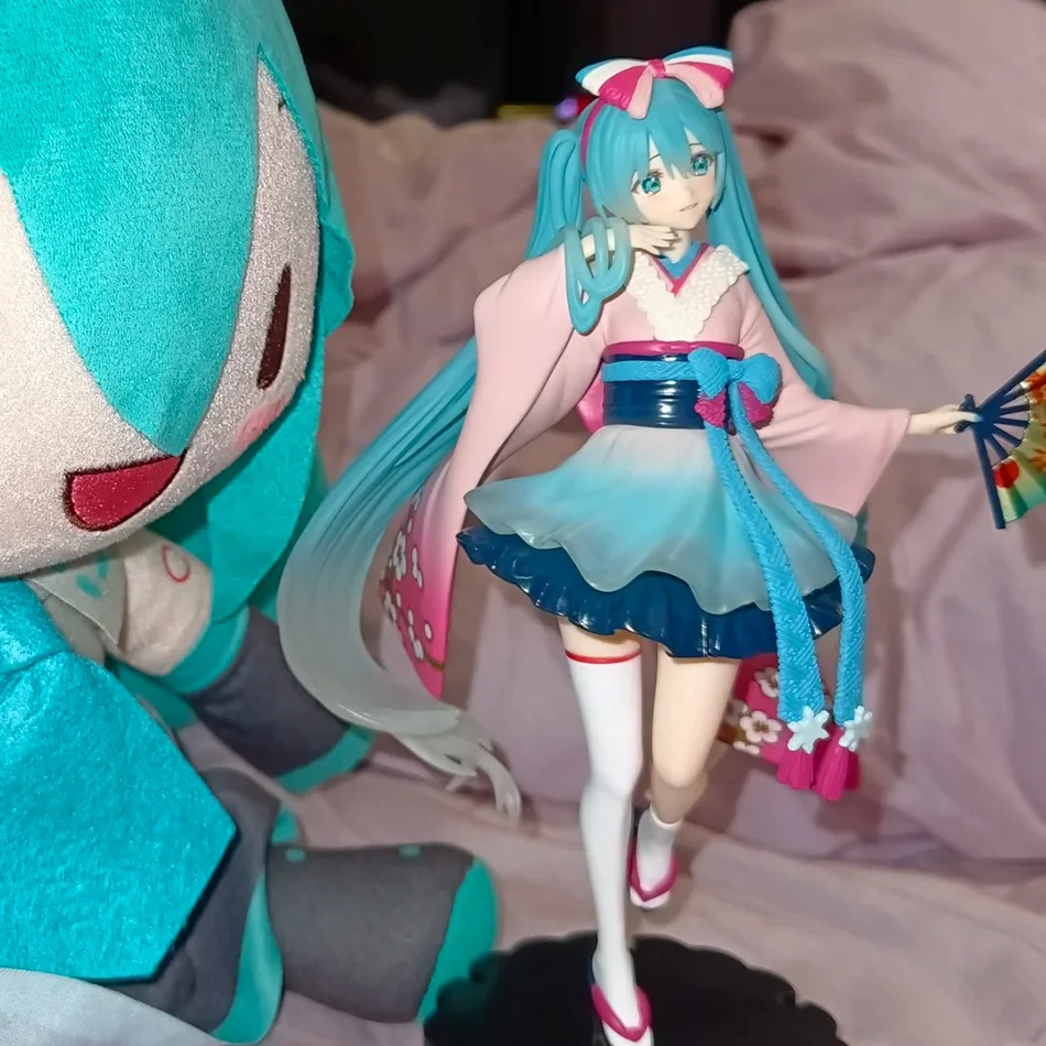 Hatsune miku desktop bonito figura de ação 25cm nova série tokyo quimono anime estatueta kawaii menina modelo brinquedo presente
