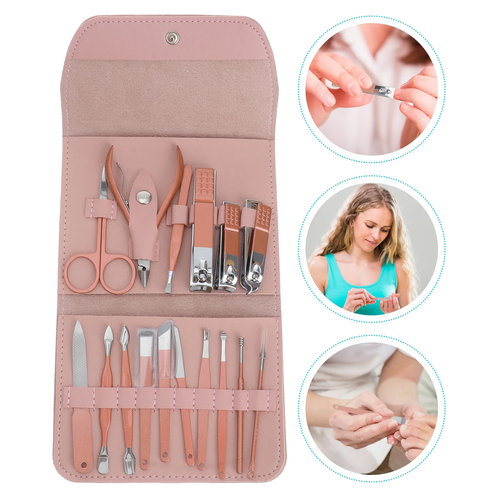 16-częściowy zestaw narzędzi do manicure ze stali nierdzewnej, wielofunkcyjny zestaw do obcinania, pilowania i pielęgnacji paznokci, profesjonalny zestaw do pielęgnacji.