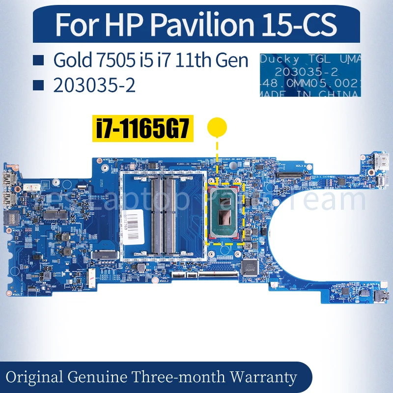 203035-2 For HP X360 15-ER0010CA Laptop Mainboard M45126-601 Gold 7505 i5 i7 11th Gen Notebook Motherboard