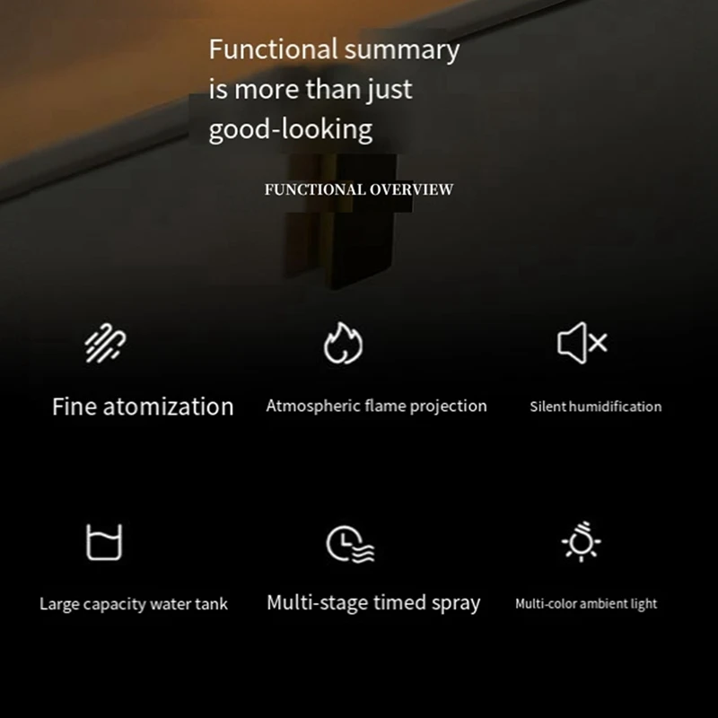 Humidifier Mist Type Mini Air 3D Simulation Flame Humidifier Can Add Aromatherapy USB Plug-In Durable Easy To Use White