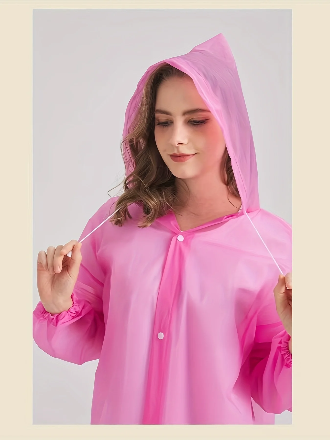 1pc/2pc Portable Thickened EVA Pink Outdoor Non-Disposable Overall Raincoat for Adults Traveling Convenient Outdoor Rainwear