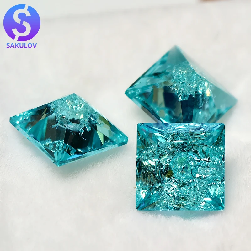 

Выращенный в лаборатории турмалин принцессы Параиба с треснутым льдом, драгоценный камень для изготовления ювелирных изделий своими руками, материал с сертификатом AGL на выбор