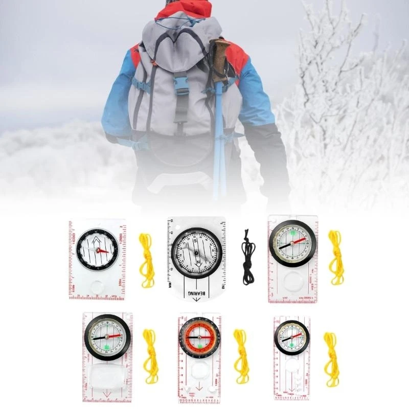 31KC Compasses with Ruler Multifunctional Water Proof Navigation Compasses Map Ruler