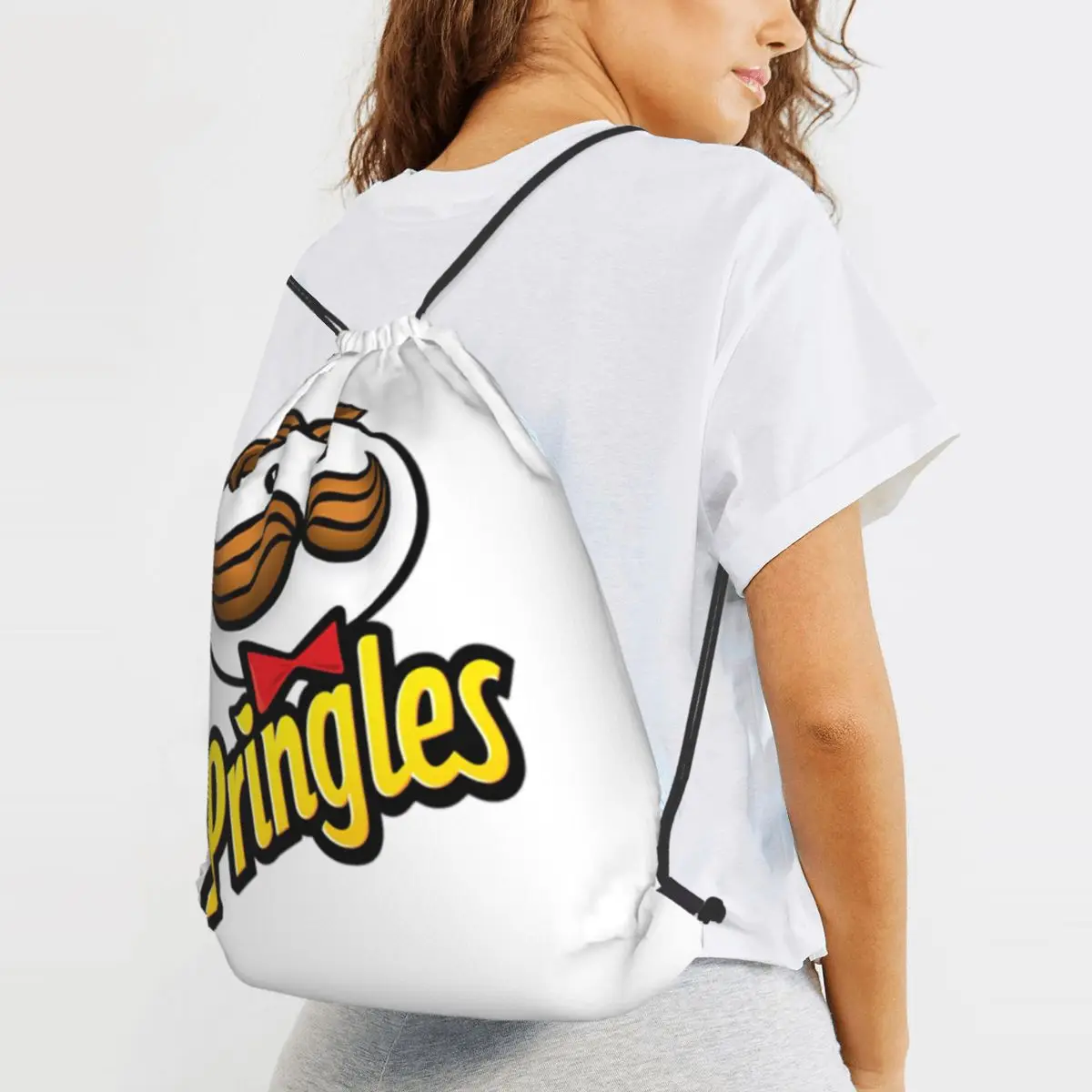Potato Crisps Chips Pringles Print Backpacks Multi-function Drawstring Bundle Pocket Sports Bag Book Bags for Travel Students
