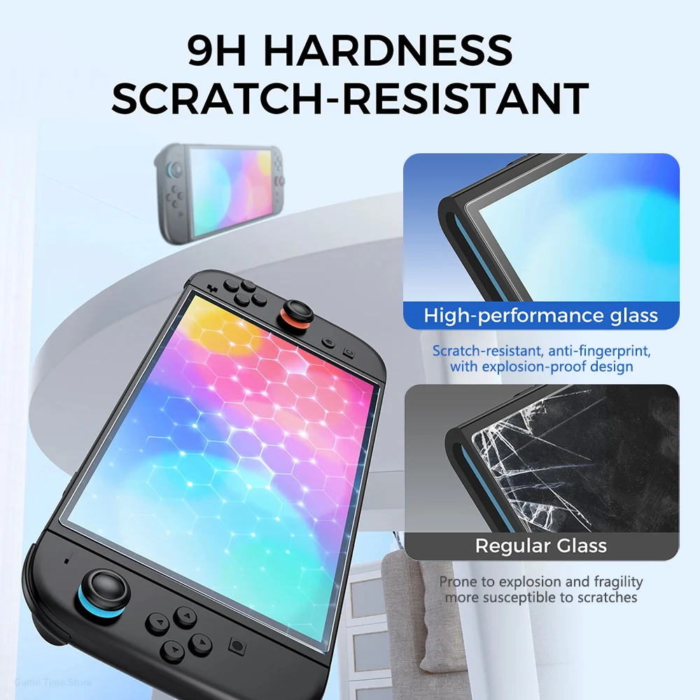 واقي شاشة IINE لجهاز نينتندو سويتش 2 ملحقات لوحات ألعاب من الزجاج المقسى مضاد للضوء الأزرق شفاف 9H زجاج فائق الوضوح #6