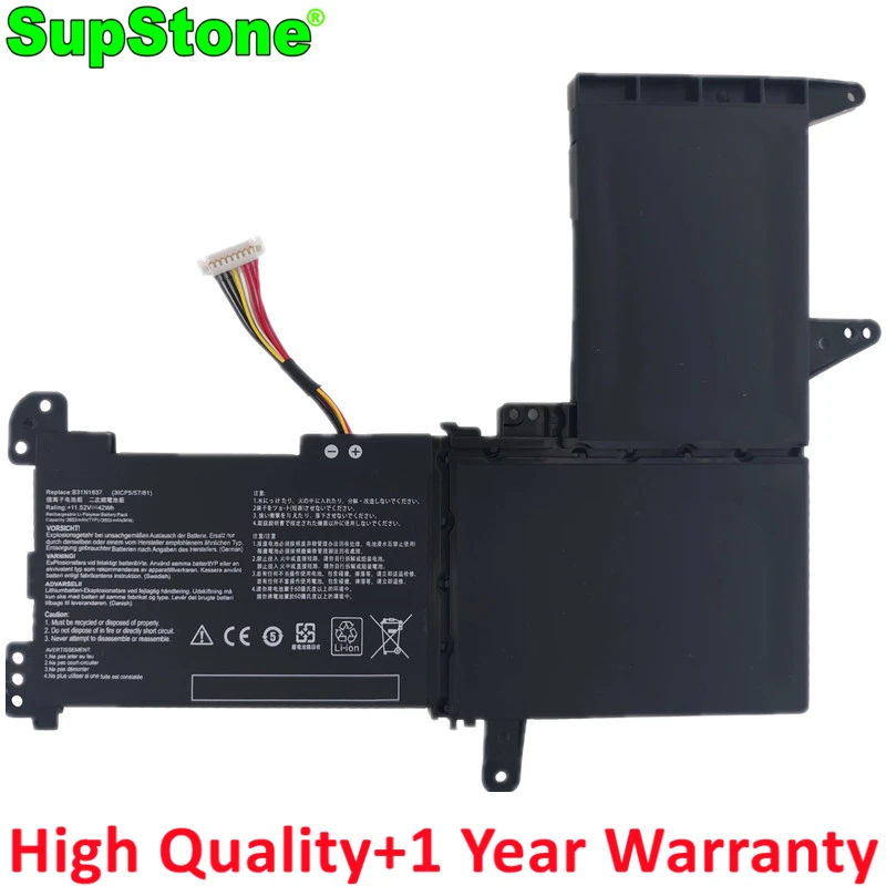 SupStone B31N1637 Laptop Battery For Asus F510UA S510UQ X510UN-1A B31Bi9H S5100U X510UR-3B V580QR X510UQ F510UF S510UN S510UR