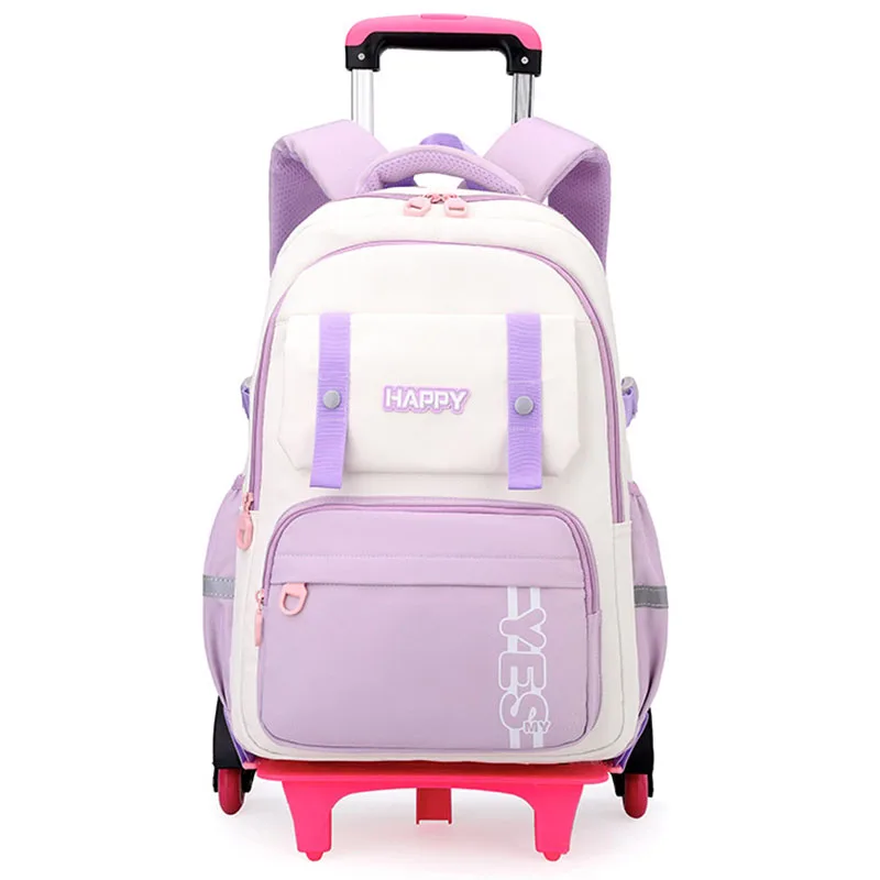 Trolley School Backpack Girls Zaino Scuola Elementare Rolling School Bag Fo Boys Mochila Impermeável Cartable Scolaire Garcon