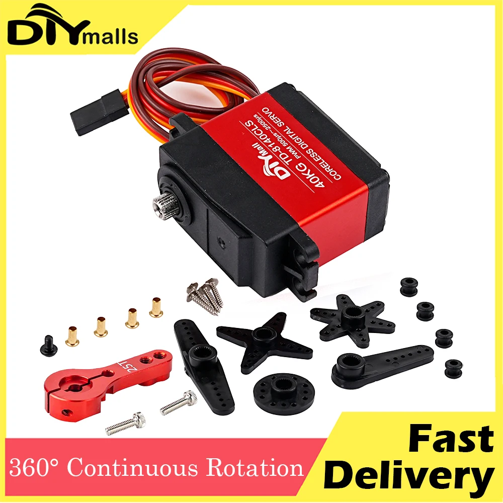 

40KG Digital Servo 360 Degree Continuous Rotation High Voltage High Torque Coreless Servo Motor Metal Gear for RC Cars Robot