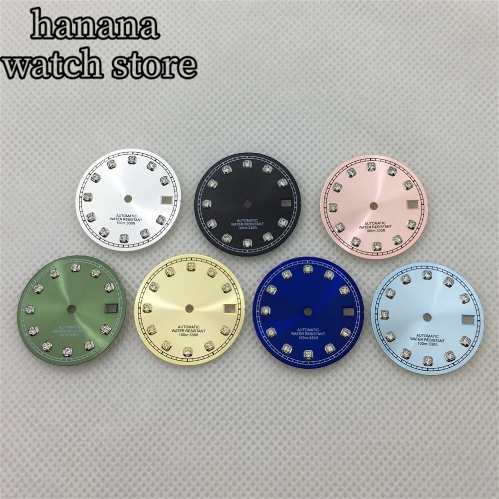 NH35 Sunray dial 29mm black white pink blue green gold with diamond index is suitable for 3 o 'clock date window NH35A movement
