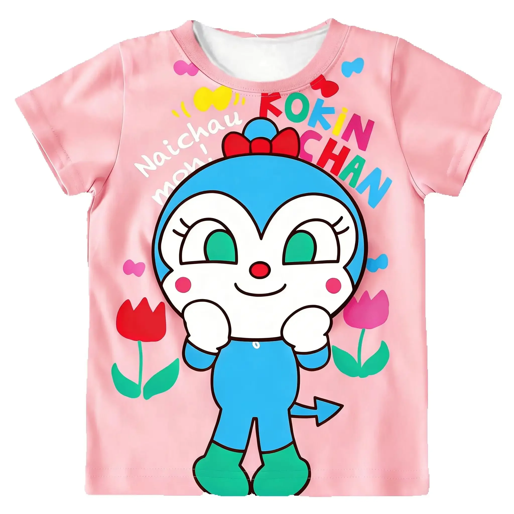 Anpanman Kinder-T-Shirt-Set, Baikinman Dokinchan, schnelltrocknendes Anime-Fan-T-Shirt für Jungen und Mädchen, Cartoon-Anime-Schnelltrocknungs-T-Shirt. – Detail 4