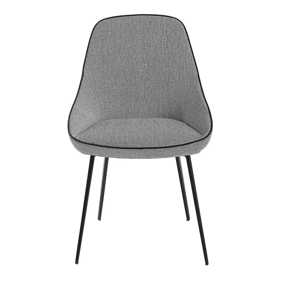 Chair 4082 Angel Cerdá-dining chair upholstered in fabric with black trim. Structure of legs in steel painted in epoxy black color.