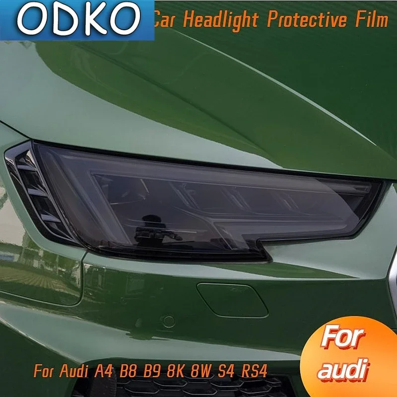 Für Audi A4 B8 B9 8K 8W S4 RS4 Auto-Scheinwerferschutzfolie Rauchschwarz Getönte Vinylfolie Transparenter TPU-Aufkleber