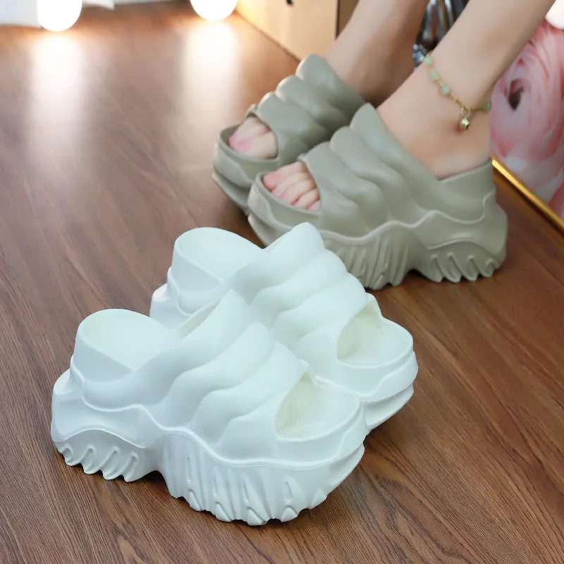 2024 New Platform Slippers Woman Thick Sole Open Toe Shoes Summer Women's Platform Plain Elevator Slipper Gothic Style Slides