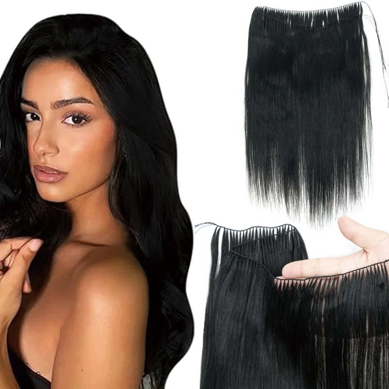 Invisible Micro Ring Feather Weft Hair Extensions 100 Strands 16-22inch Lightweight Non-Remy Natural Human Hair Daily Use Wear