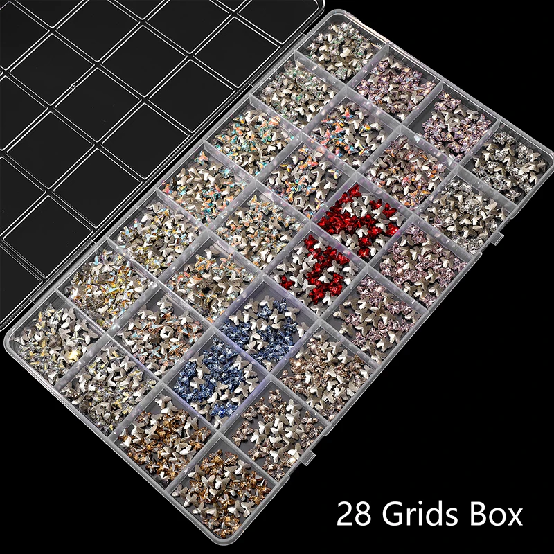 28 Roosters Nagel Bedels Diamanten Sieraden Opbergdoos Doorzichtige Nail Art Steentjes Tool Diy Display Opbergdoos Organizer Box Salon