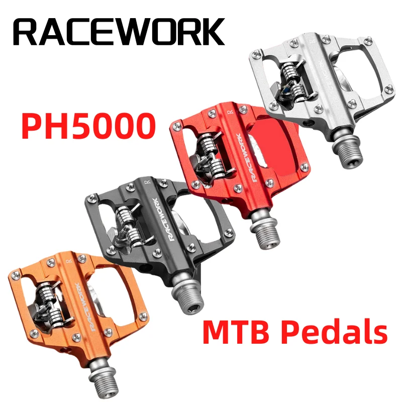 RACEWORK PH5000 MTB Mountain Bike Pedals Self-Locking Ultralight Aluminum Alloy forShimano SPD Multiple Colors Bicycle Parts