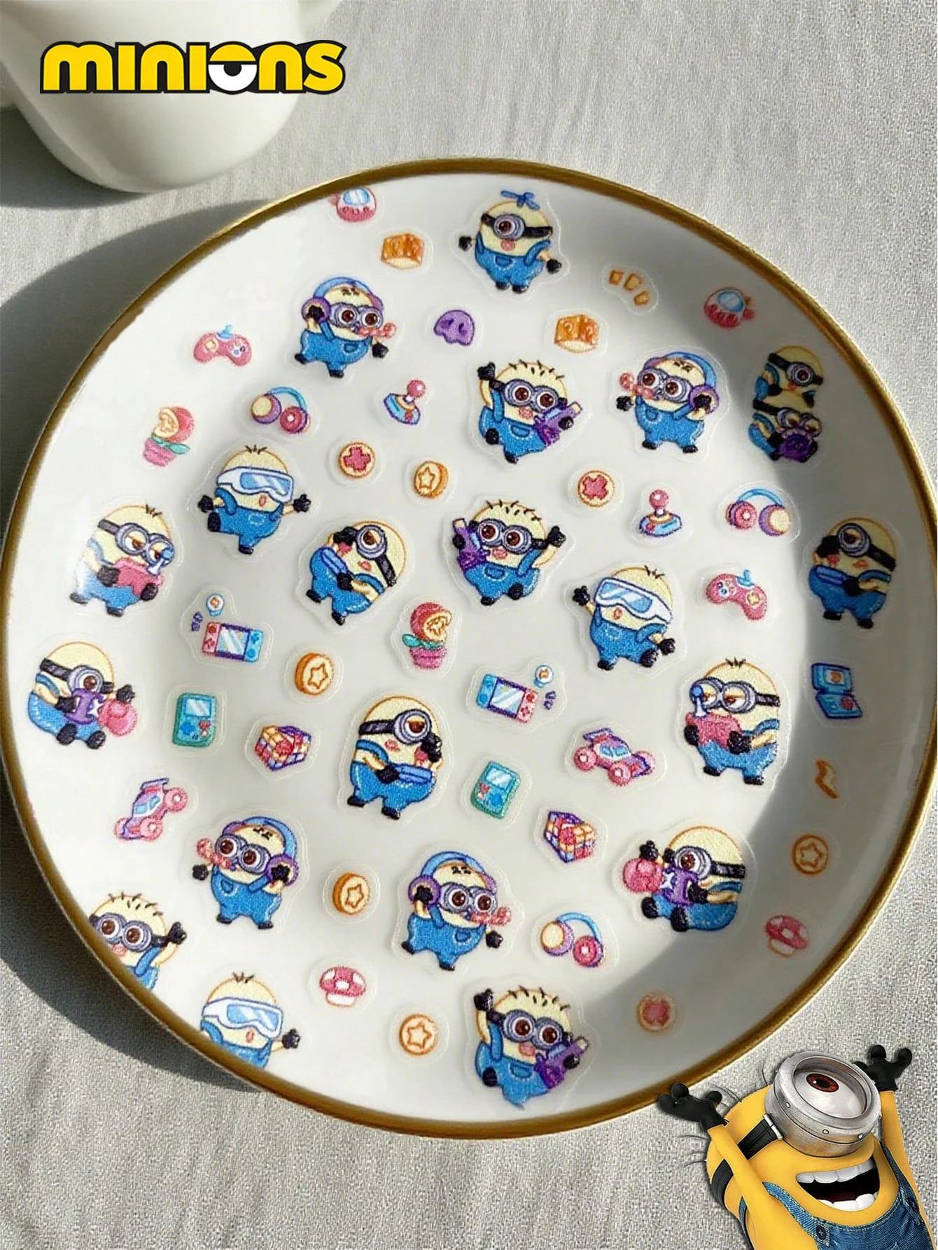 ملصق بانوراما على شكل رسوم متحركة وشخصية أنيمي مينيون مقاوم للماء ويمكن لصقها بشكل متكرر على الجدران دي #1