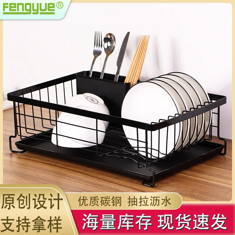 Kitchen single-layer high-capacity bowl and dish rack, white multifunctional bowl, chopsticks, water cup, drain storage rack