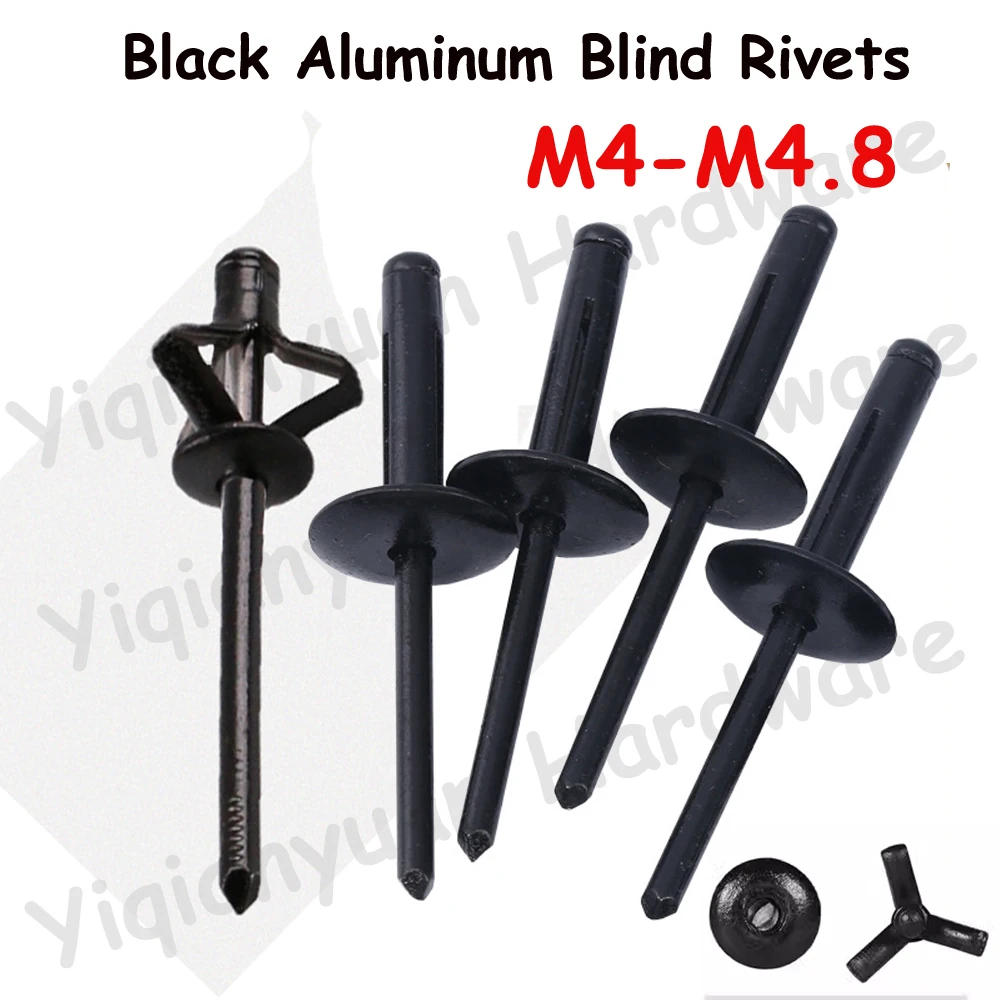 Yiqianyuan Aluminum Alloy Full Black Core Pulling Rivets M4 M4.8 Claw Rivets Folding Lantern Type Blind Rivets for DIY Crafts