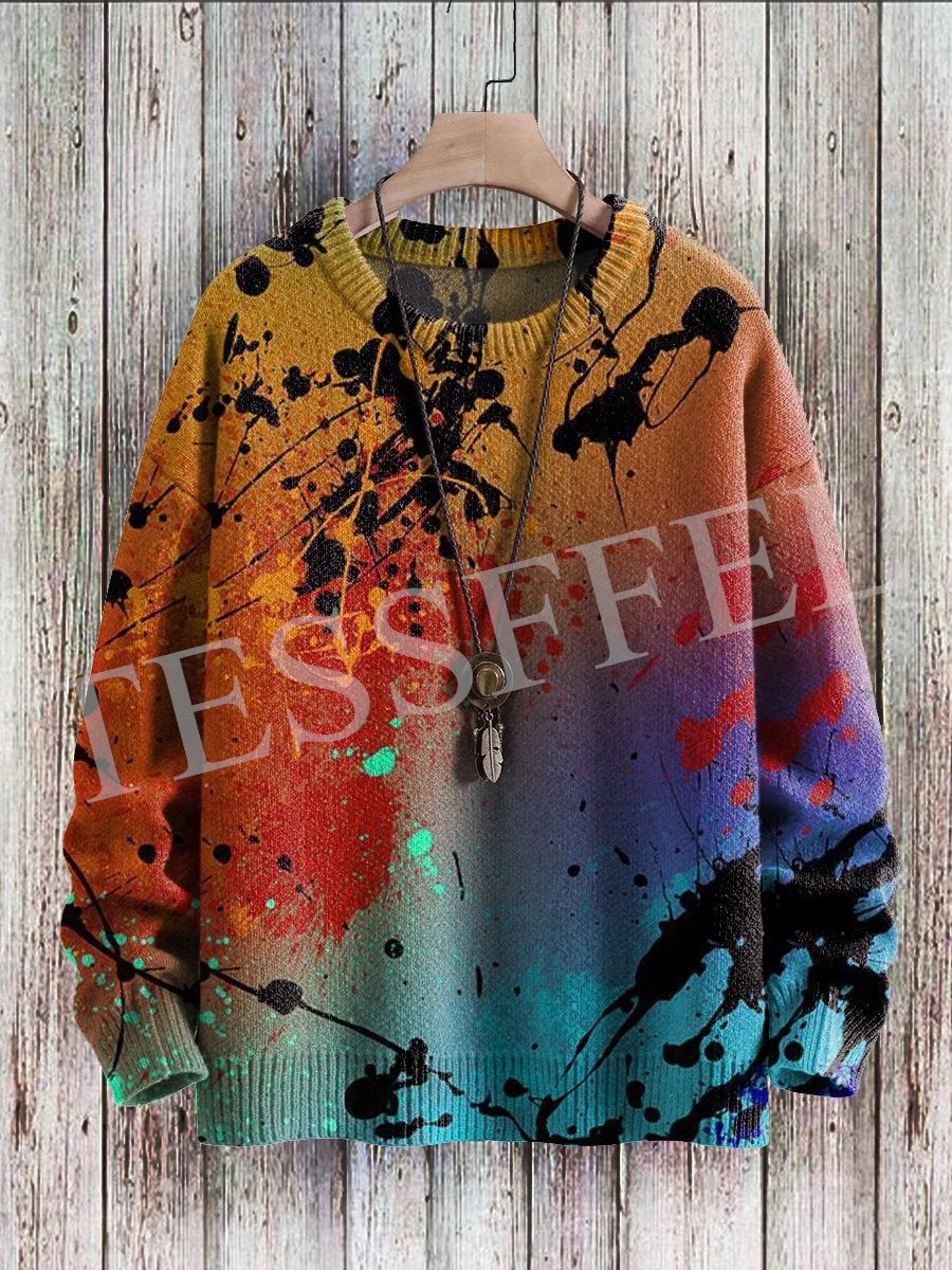 Newfashion Gebreide Trui Cartoon Vintage Abstracte Tattoo Retro Lange Mouwen 3Dprint Herfst Winter Pullover Harajuku Casual Ax8