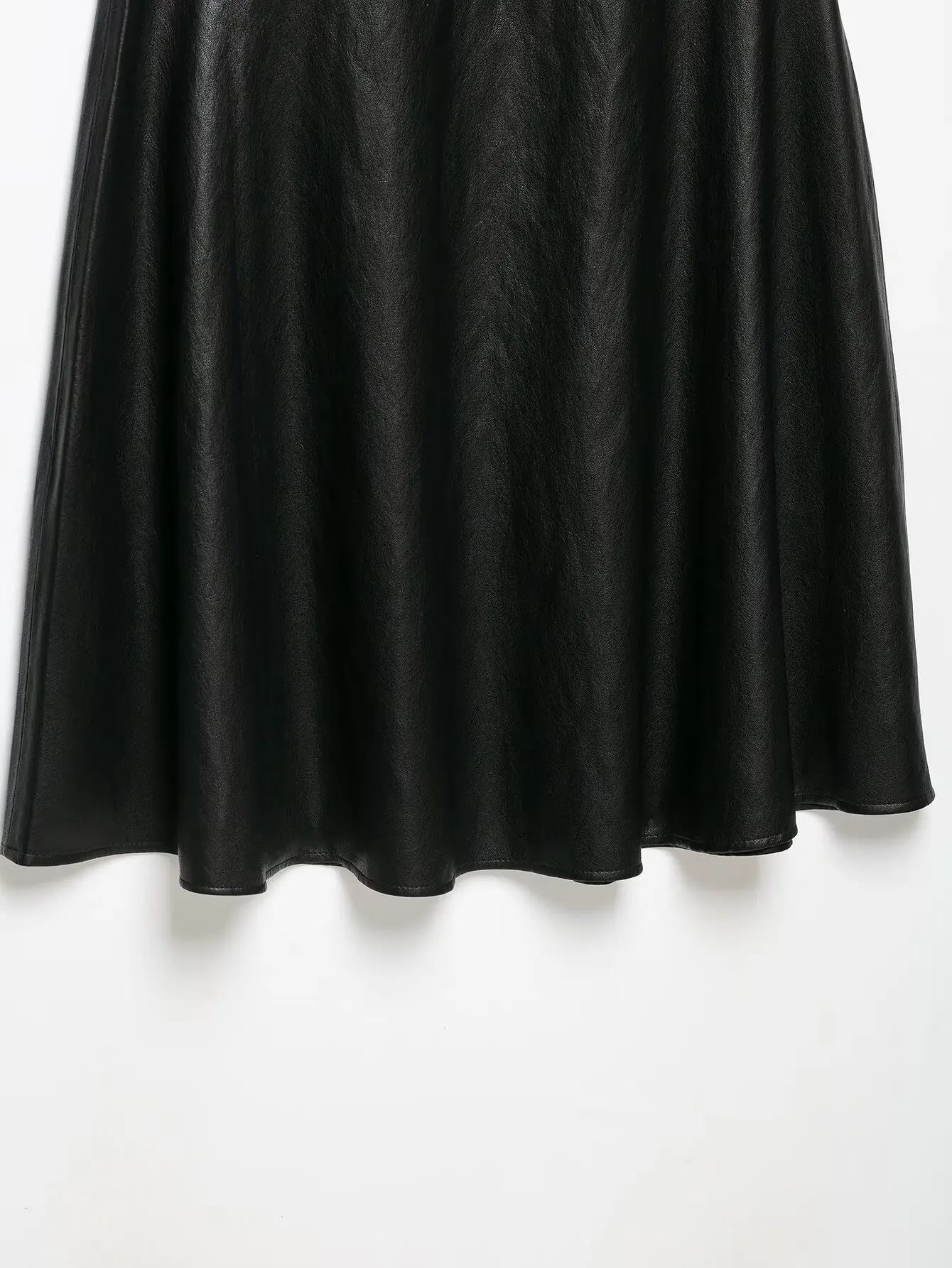 TFMLN Damen Midirock mit hoher Taille, A-Linie, aus PU-Leder, langer Rock, elegant, modisch, einfarbig, für das Büro, Damenrock, Herbstneuheit – Detail 19