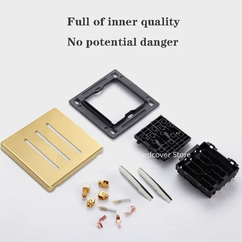 Home Improvement Wall Lamp Switch Panel Personality Fashion Golden 2 Way Dual Control 86 Type Push Button Switch