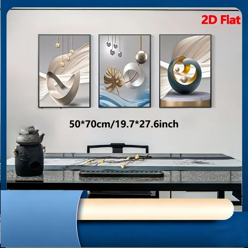 2D Flat, 2D Flat 3pcs High Quality Modern Geometric Art Pattern Background Wall Canvas Painting Nordic Light Luxury Poster De