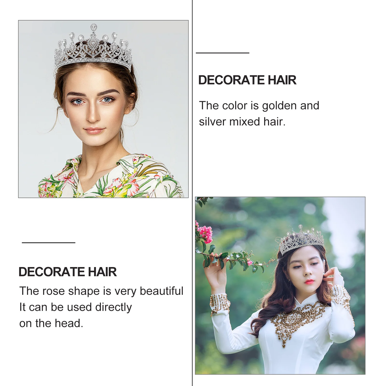 

Shiny Rhinestones Princess Crown Delicate Headwear Bridal Wedding Party Headpiece Exquisite Gift Lover Girlfriend Wife Mother