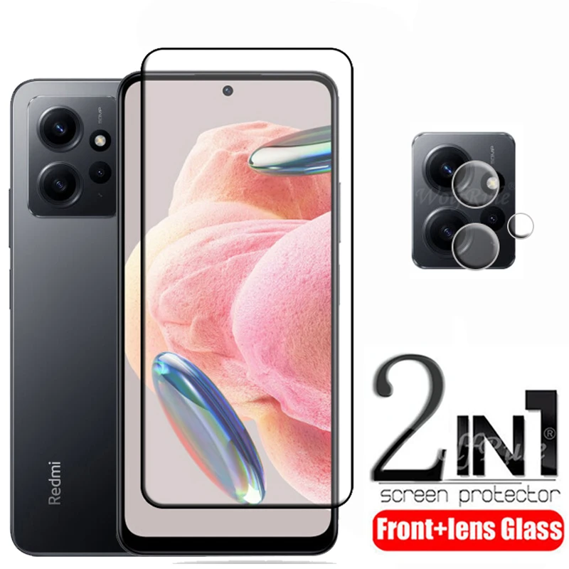 2-in-1 For Redmi Note 12 Glass Redmi Note 12 Full Cover Glue Screen Protector Xiaomi Redmi Note 12 Pro Plus 5G Global Lens Glass