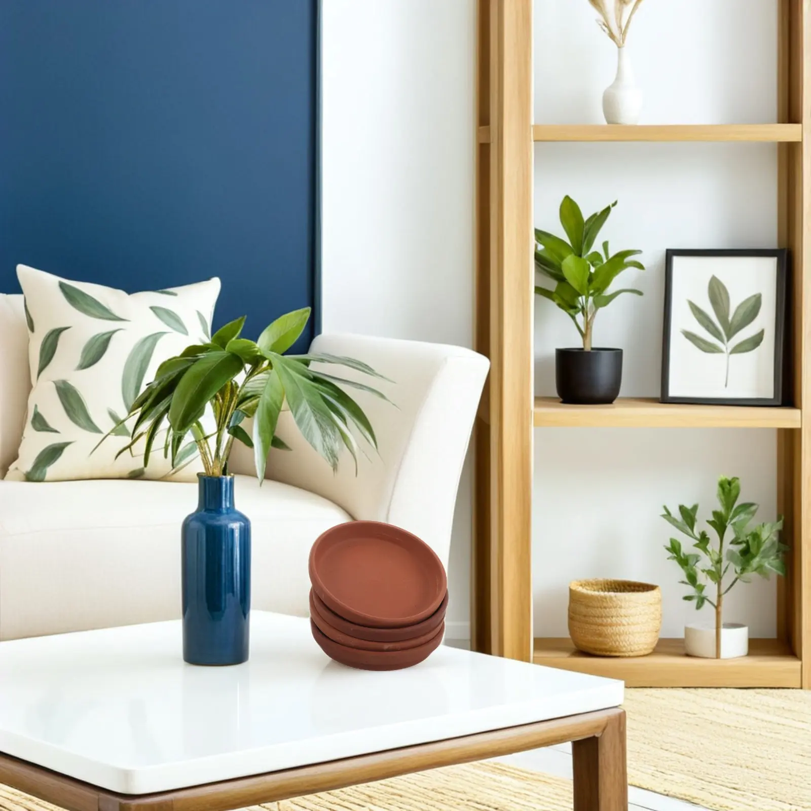 

4Pcs Terracotta Plant Saucer Natural Clay Round Drainage Tray for Indoor Outdoor Garden Pot Water Catcher Small Planter Tray