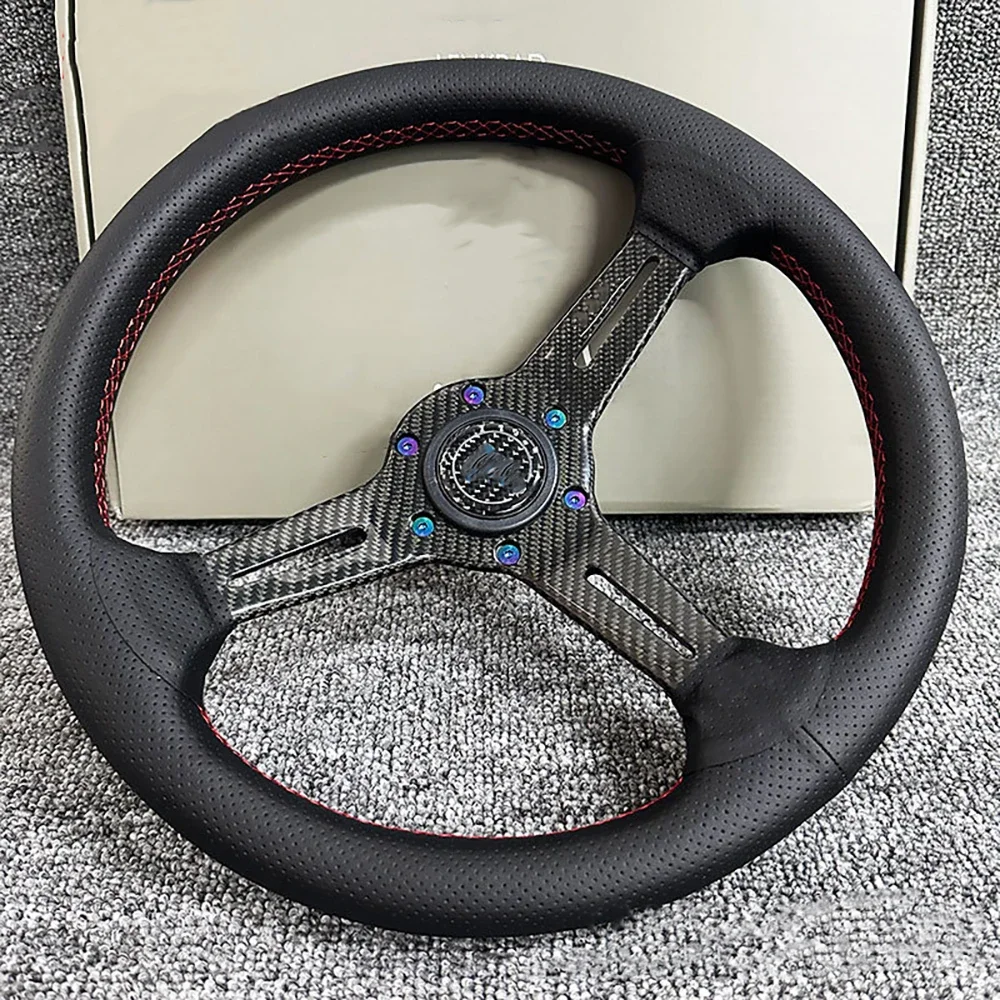 

New 14 Inch 350MM Universal ﻿Carbon Shallow Concave Steering Wheel Modification Quick Release Steering Wheel Car Accessories
