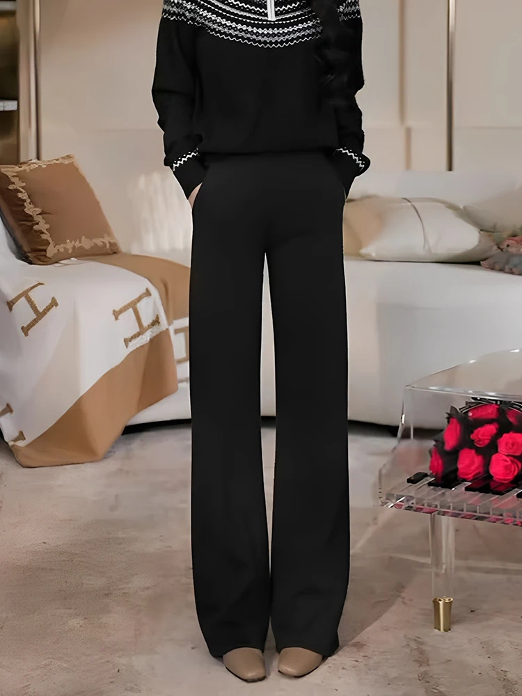 

Ele Acetate Wool Bell Bot Pants High Waist Slimming Casual Long Trousers for Women Autumn Winter New Sle Comfortable...