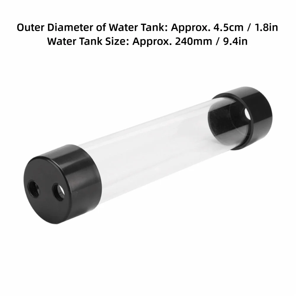 G1/4 Thread Computer Water Cooling Tank Clear 240mm Length Water Cooling Reservoir Cylindrical Liquid Cooling Tank view 6