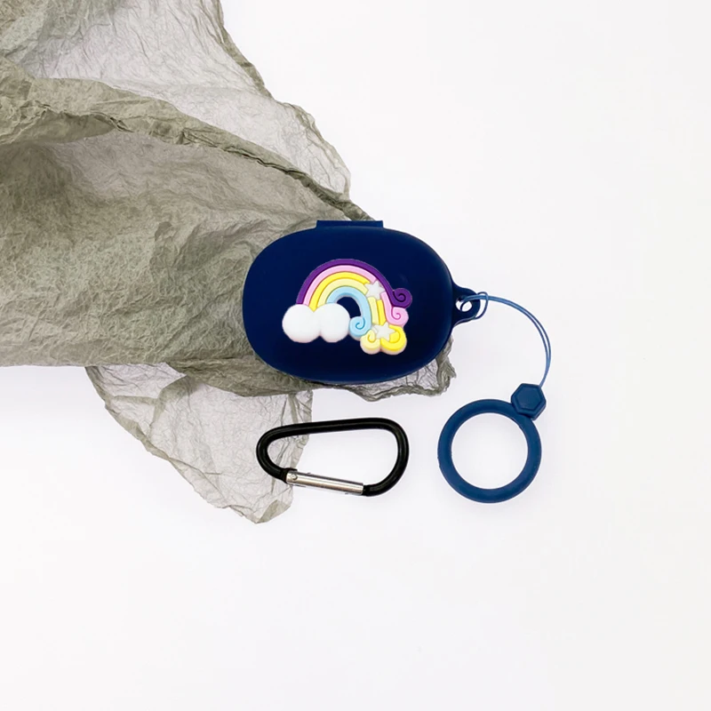 Funda de dibujos animados para SoundPEATS Wings 2, funda de silicona con anillo anticaída, protección para auriculares Bluetooth, accesorios de caja