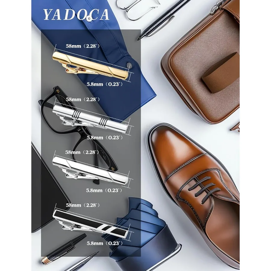 Elegant Tie Clips for Men in Black SilverTone and GoldTone Design Perfect for Wedding Business and Formal Occasions with Premiu