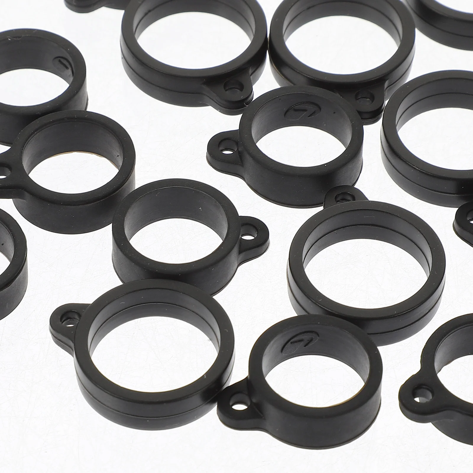 20 Pcs Wire Rings Silicone Hanging Black 16mm 20mm Mini Items Lanyard Hoops Silica Gel
