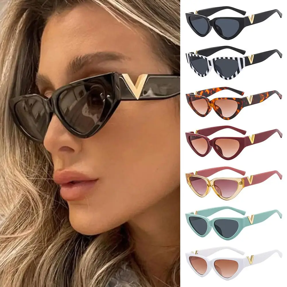 UV400 Protection Cat Eye Sunglasses Trendy Y2K Aesthetic 90s Glasses Black Shades for Beach/Travel/Streetwear