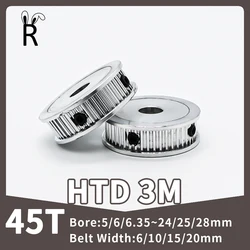 45 Tanden Htd 3M Katrol Wiel Boring 5/6/8 ~ 24/25/28Mm 3M Timing Katrol Riem Breedte 10/15/20Mm 45T Riem Katrol Synchrone Katrol Htd 3M