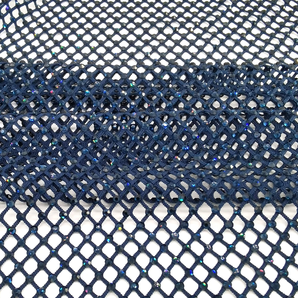 SS10 Rhinestones Mesh Navy Color Fabric With Rhinestones Crystal Sewing Strass Crystal Tape Net For DIY Ribbon Dress