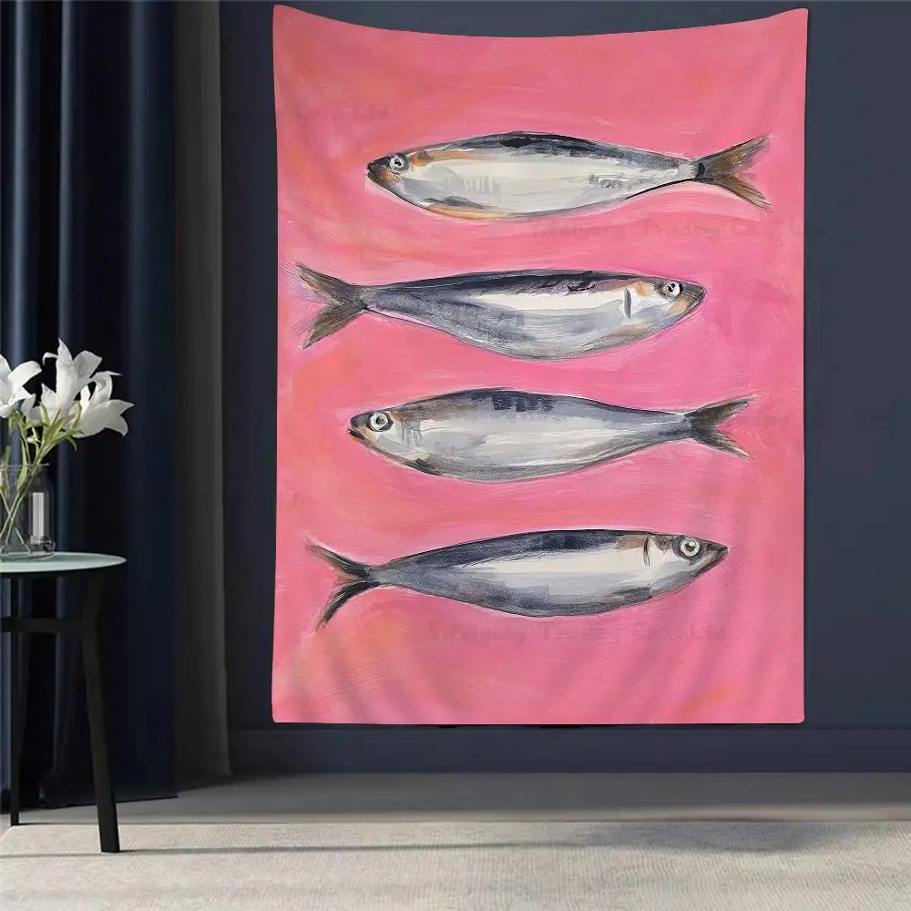 

Colorful Sardine Lobster Fish Ocean Colorful Tapestry Wall Hanging Hippie Flower Wall Carpets Dorm Decor Japanese Tapestry