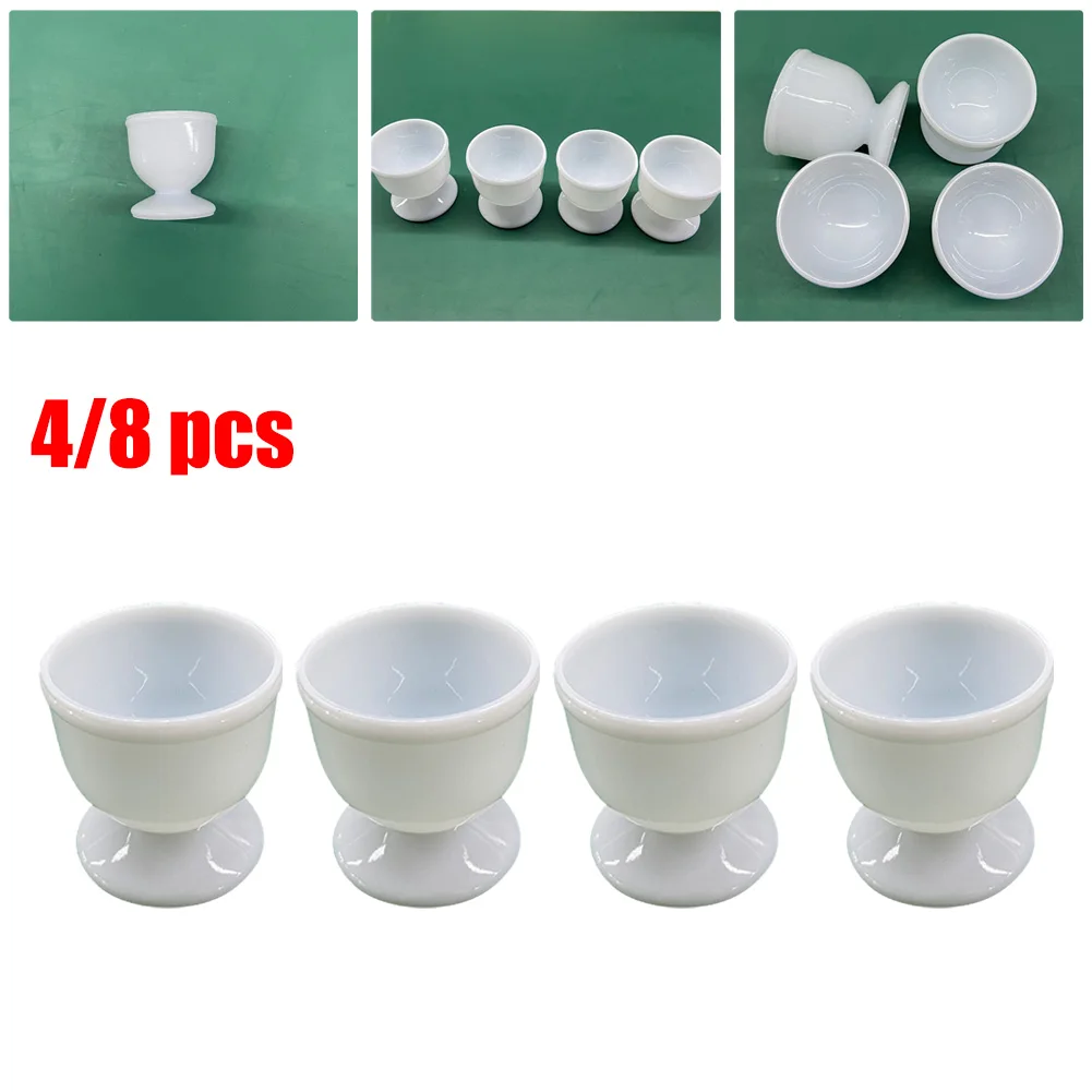 4/8pc Egg Holder White Egg Cup Holder Hard Soft Boiled Eggs Breakfast Egg Holder Banquet Eggs Supplies Boiled Eggs Container