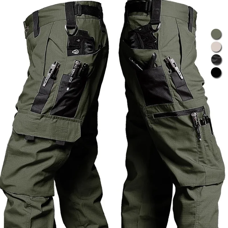 Pantalones de caza para hombre, pantalones Cargo tácticos grandes con múltiples bolsillos, impermeables, para entrenamiento de senderismo, Joggers