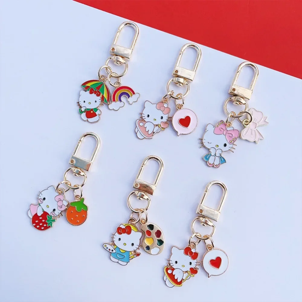 Kawaii Hello Kitty Anime Peripheral Cartoon Key Chain Pendant Multifunction Backpack Decoration Girls' Accessories Holiday Gift