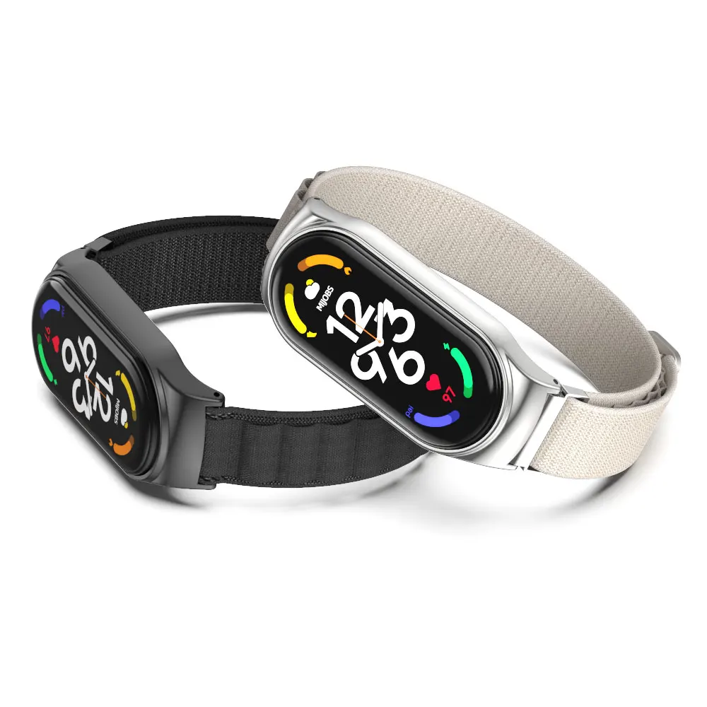 ไนลอนสำหรับ Xiaomi Mi Band 7 6 5 4 3สร้อยข้อมือ Pulsera Correa สาย Miband 7สร้อยข้อมือสายรัดข้อมือ loop Mi Band 7