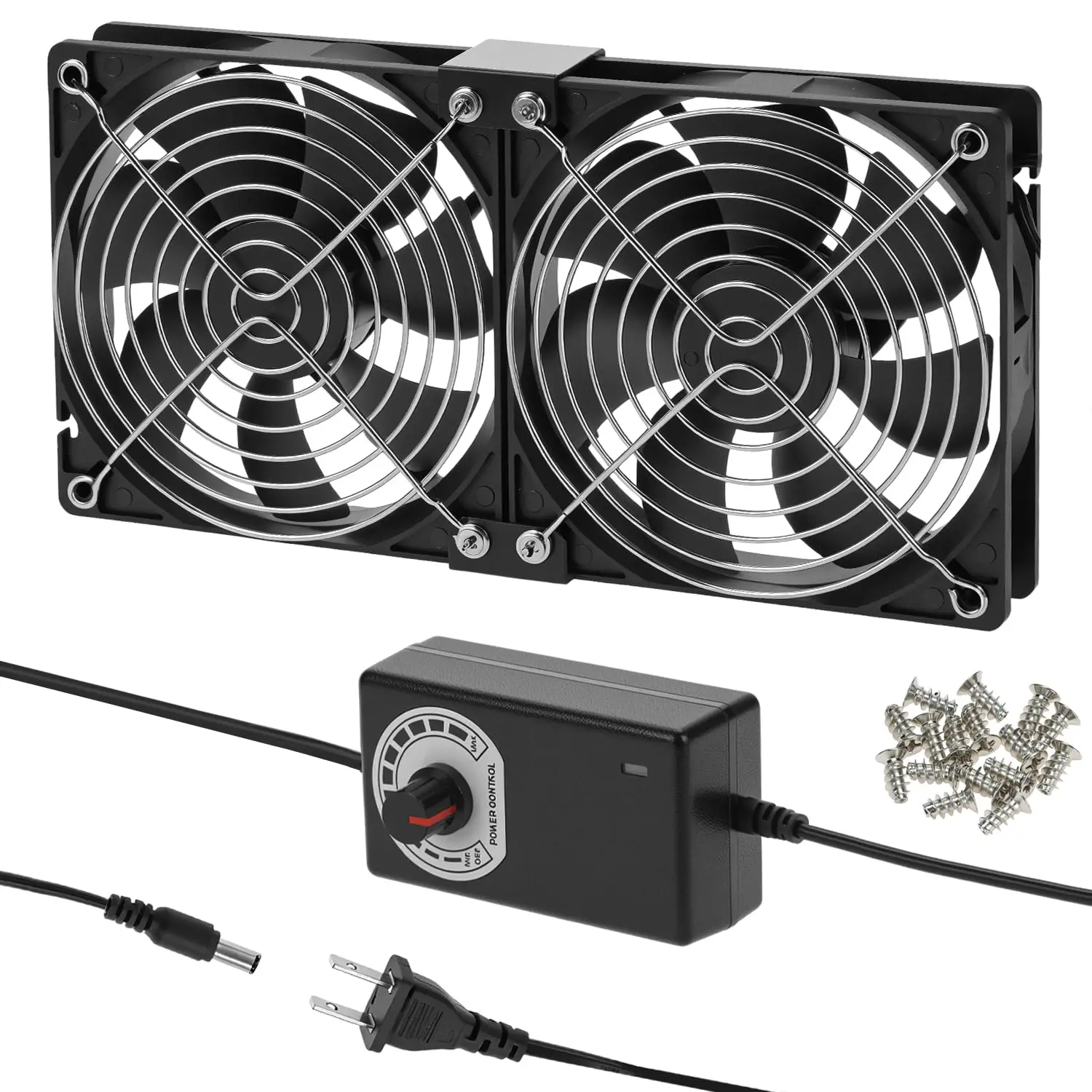 2-x-120mm-240mm-コンピュータファン、110v-240v-ac-プラグ付き、pc-レシーバーサーバーワークステーション冷却用速度コントローラー-3v-～-12v