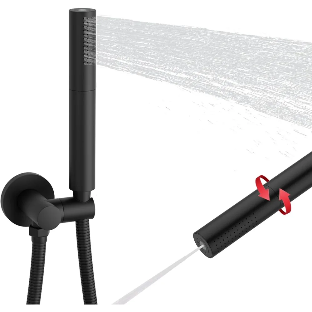 

Matte Black Shower Wand 2 In 1 Fuction Hand Held Shower Head High Flow 7 Inch Brass Shower Head High Pressure Handheld Shower He